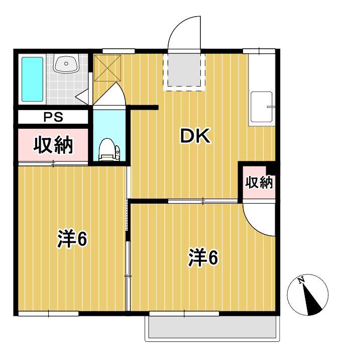 コーポとさき(2DK/2階)の間取り写真