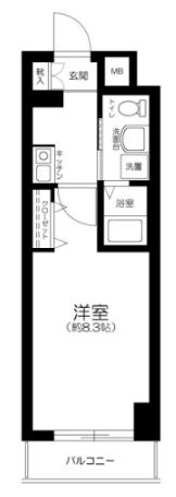 グリフィン川崎・西口(1K/2階)の間取り写真