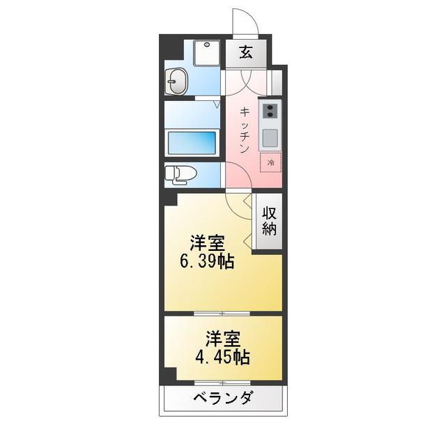 INSURANCE BLDG.XVIII(2K/6階)の間取り写真