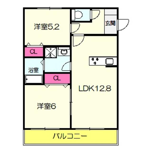 アッツ・コート松原三宅ファミリア北館(2LDK/3階)の間取り写真
