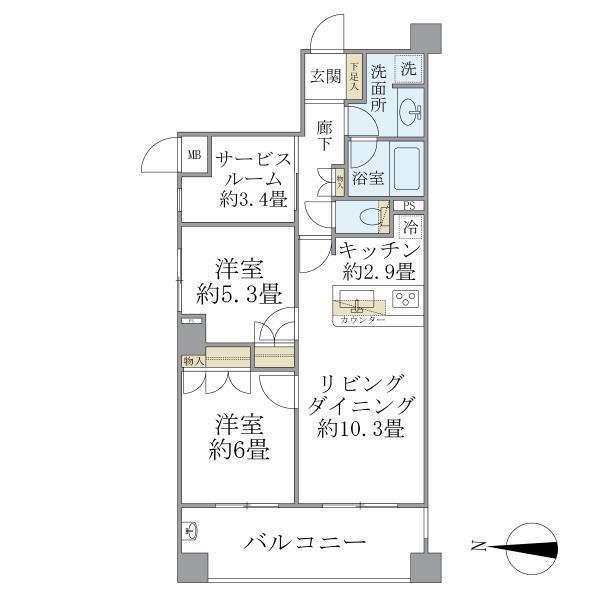 ランドステージ錦糸町II(2SLDK/5階)の間取り写真