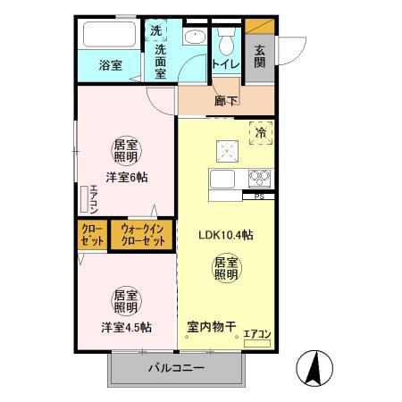 エスパーダII(2LDK/1階)の間取り写真