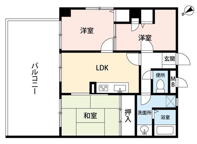 フローラルパレス元町(3LDK/4階)の間取り写真