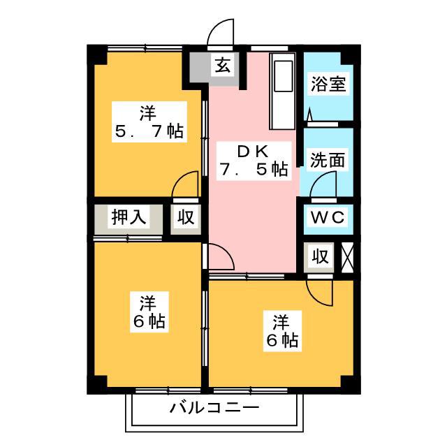 ガーデンプラザ KS(3DK/1階)の間取り写真