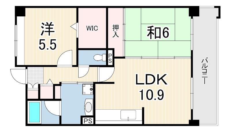 ヴィーブルコート(2LDK/1階)の間取り写真