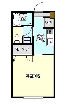ディアスKII(1K/2階)の間取り写真
