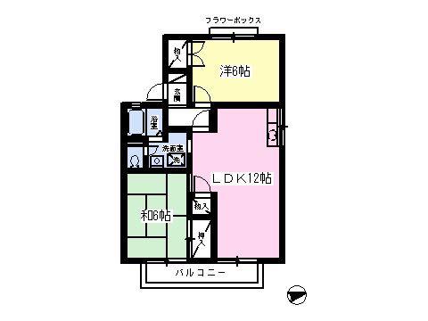 ソレーユ堀之内(2LDK/2階)の間取り写真
