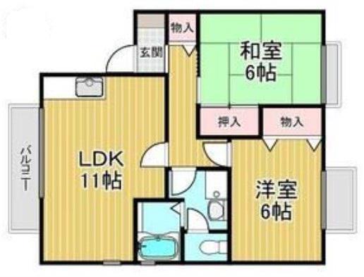VING TAINE津門II(2LDK/2階)の間取り写真