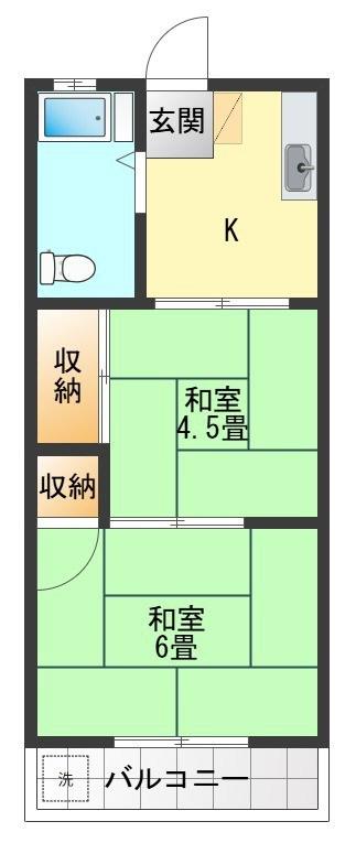 パールハイツ(1K/2階)の間取り写真