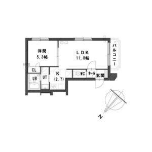 グランメール麻生(1LDK/3階)の間取り写真