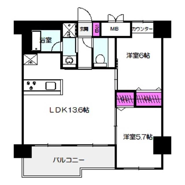 DIOS城東(2LDK/4階)の間取り写真