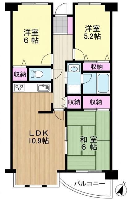 グレース代官II(3LDK/3階)の間取り写真