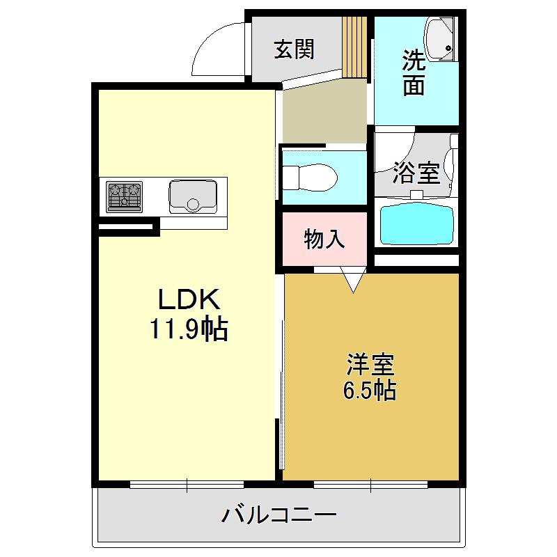 シャーメゾン ウイル(1LDK/2階)の間取り写真
