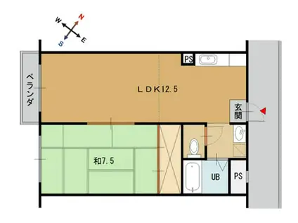 パークハイツ(1LDK/1階)の間取り写真