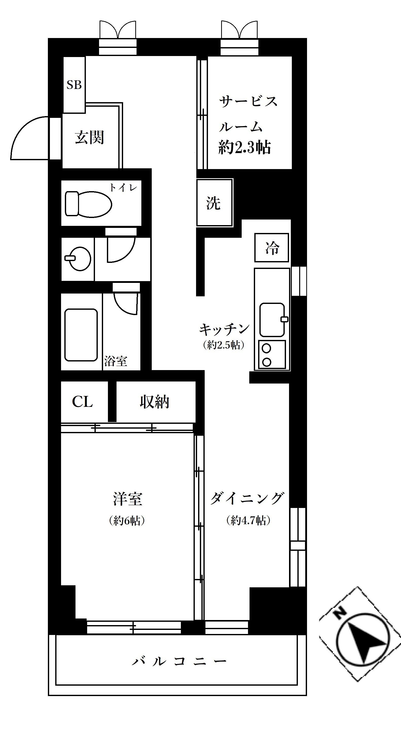 グロッサー弥生(1SDK/3階)の間取り写真