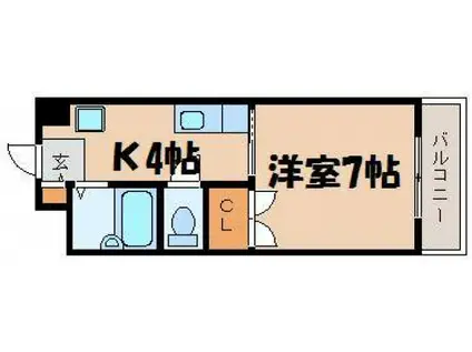 第8ガーデンビル(1K/3階)の間取り写真