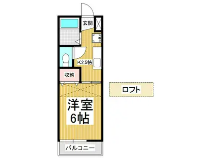 ハイツナカジマ(1K/2階)の間取り写真