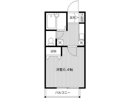 フェンテ(1K/2階)の間取り写真