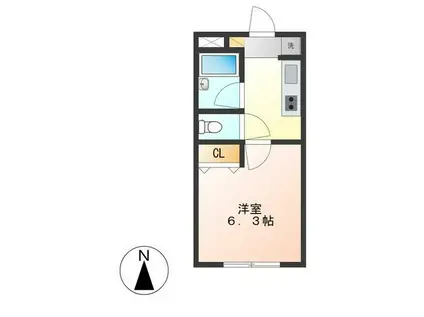 シャルムMIZUNO(1K/2階)の間取り写真