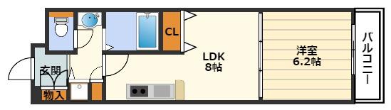 コンソラーレ 同心(1LDK/6階)の間取り写真