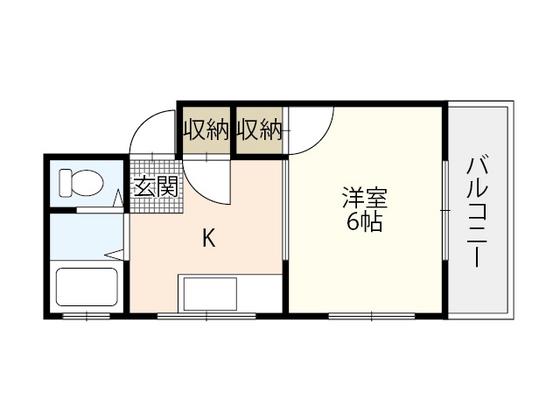 実森ビル(1K/4階)の間取り写真