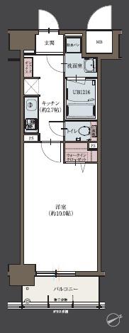 オーヴィジョンクラス新山口I(1K/5階)の間取り写真