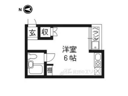 芳月荘(ワンルーム/1階)の間取り写真