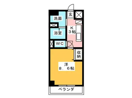 エローラ 藤枝(1K/5階)の間取り写真
