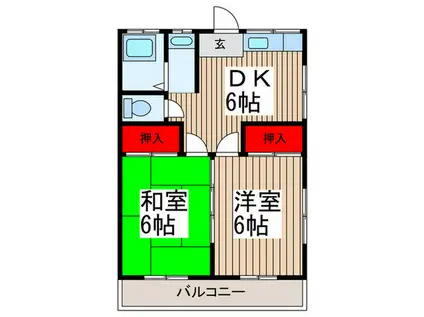 野島ハイツ(2DK/2階)の間取り写真