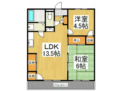 ＪＲ武蔵野線 東所沢駅 徒歩8分 3階建 築37年(2LDK/3階)の間取り写真