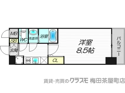 クリスタルグランツ梅田II(1K/5階)の間取り写真