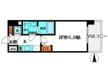 エスリード桜ノ宮レジデンス(1K/8階)の間取り写真