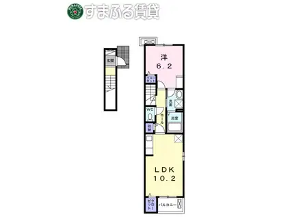 名鉄名古屋本線 新安城駅 徒歩18分 2階建 新築(1LDK/2階)の間取り写真