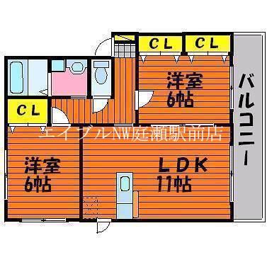 ペアフィールドA(2LDK/2階)の間取り写真