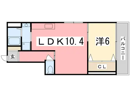 コーポ有本(1LDK/2階)の間取り写真