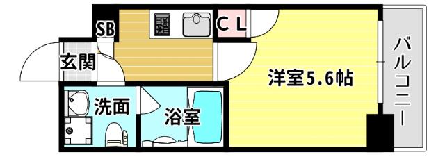 クレビオス南堀江(1K/5階)の間取り写真