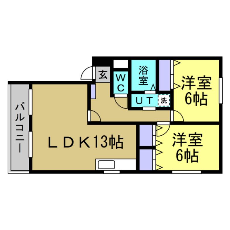 コート半田東 A棟(2LDK/2階)の間取り写真
