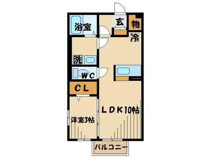 リジェレス(1LDK/2階)の間取り写真
