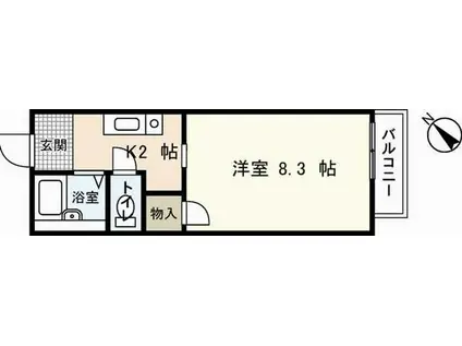 アーバンシティ山手A棟(1K/2階)の間取り写真