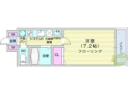 ソレイユハイツ泉中央(1K/6階)の間取り写真