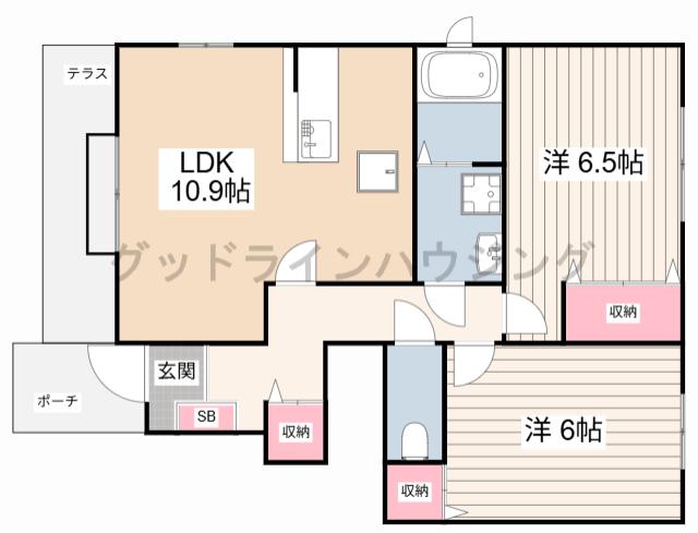 カモミールIII A(2LDK/1階)の間取り写真