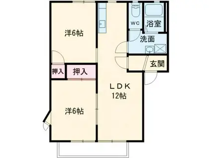 ジュネスシャトーA(2LDK/2階)の間取り写真