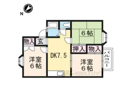 サニーフィールド(3DK/2階)の間取り写真