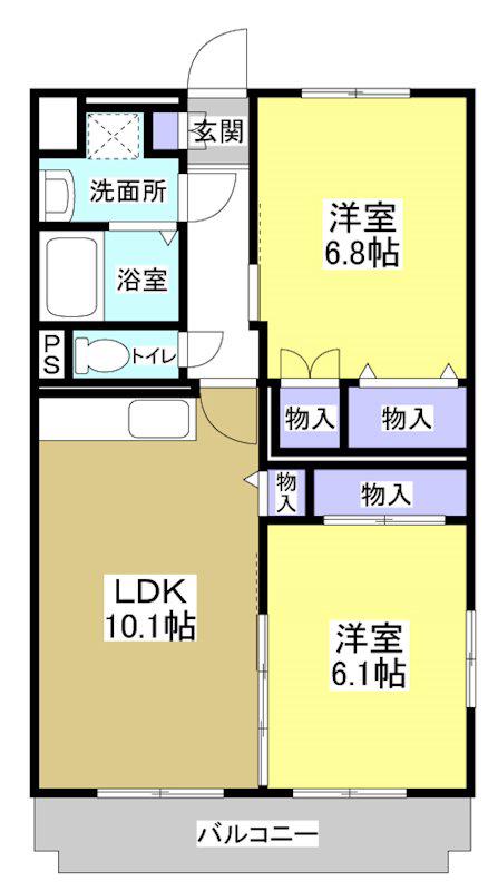 ブライトヒルズ可睡の杜(2LDK/4階)の間取り写真