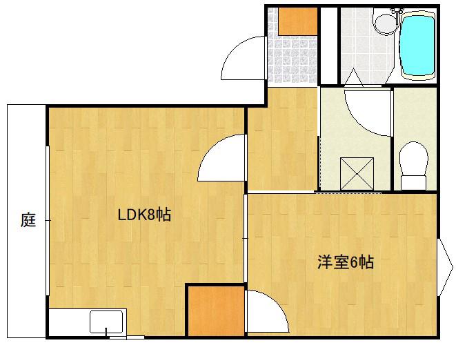 スカイハイツ(1LDK/1階)の間取り写真