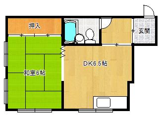 SKハイツ(1DK/2階)の間取り写真
