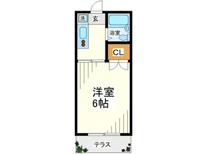 リュミエール湘南(1K/2階)の間取り写真