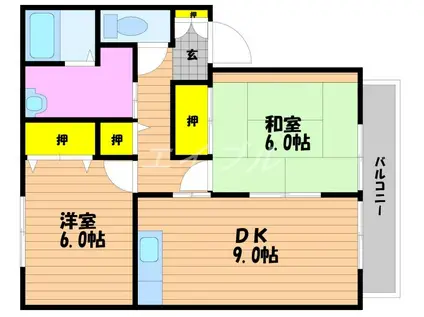FXシャン(2DK/1階)の間取り写真