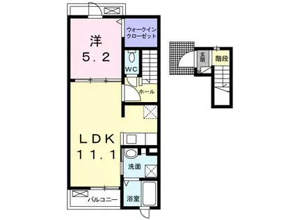 ヴィラ・ルピナスII(1LDK/2階)の間取り写真
