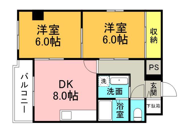 PRIME本川(2DK/4階)の間取り写真